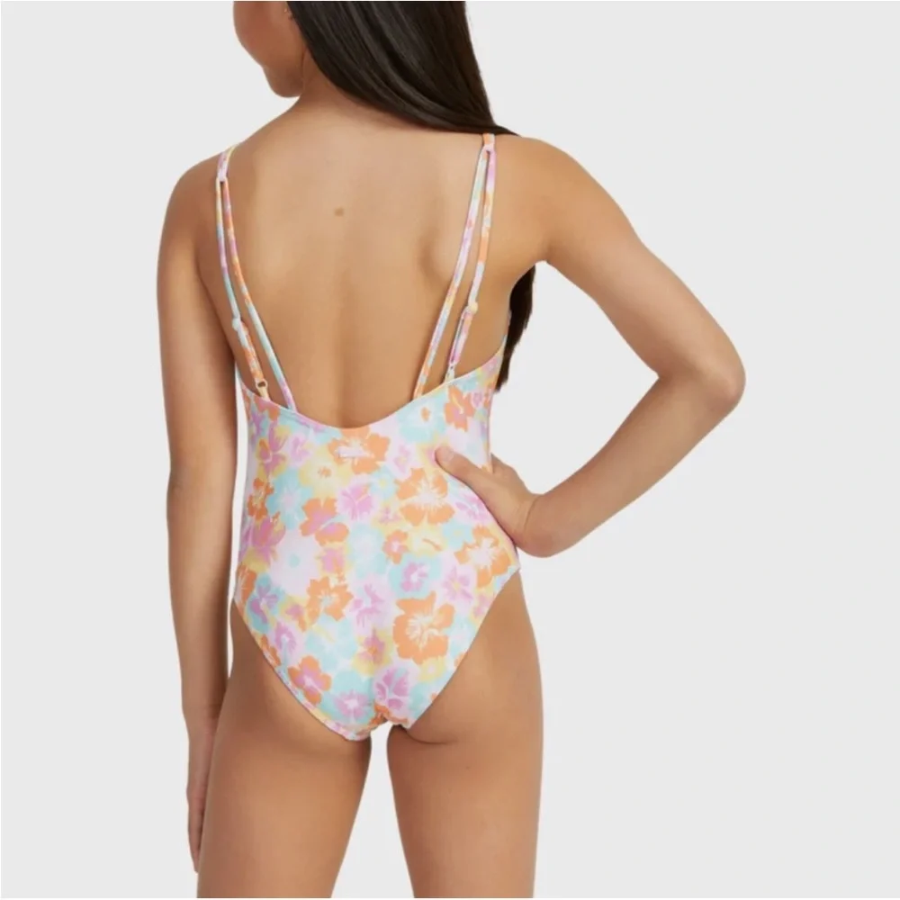 ROXY Girls Floraya One Piece Floral Swimsuit Size 16 NWT